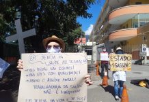 RJ: Trabalhadores da Saúde protestam em frente a Hospital Universitário