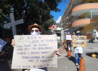RJ: Trabalhadores da Saúde protestam em frente a Hospital Universitário